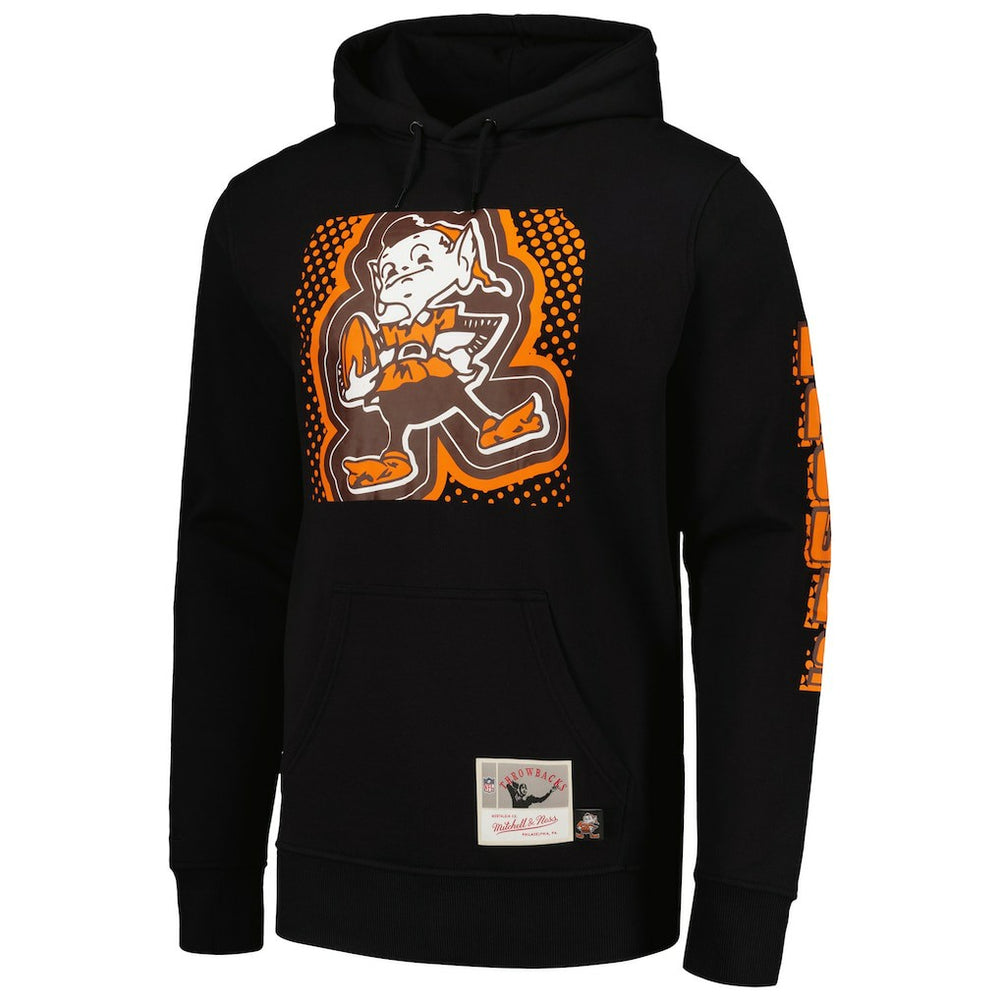 Cleveland Browns Gridiron Classics Big Face 7.0 Pullover Hoodie Black - Mitchell & Ness