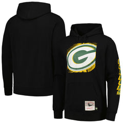 Green Bay Packers Gridiron Classics Big Face 7.0 Pullover Hoodie Black - Mitchell & Ness