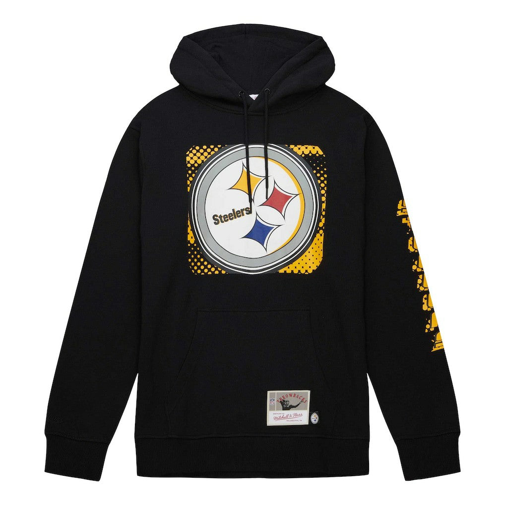 Pittsburgh Steelers Gridiron Classics Big Face 7.0 Pullover Hoodie Black - Mitchell & Ness