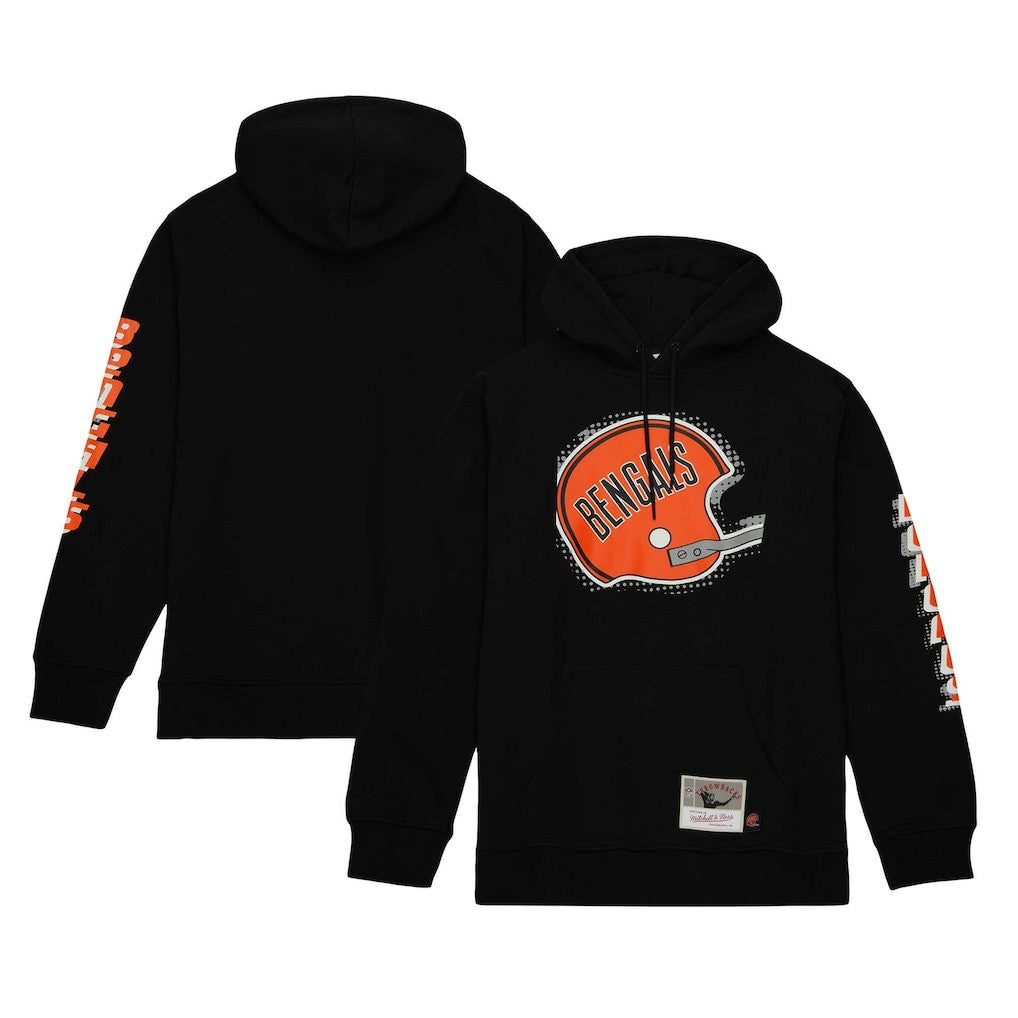 Cincinnati Bengals Gridiron Classics Big Face 7.0 Pullover Hoodie Black - Mitchell & Ness