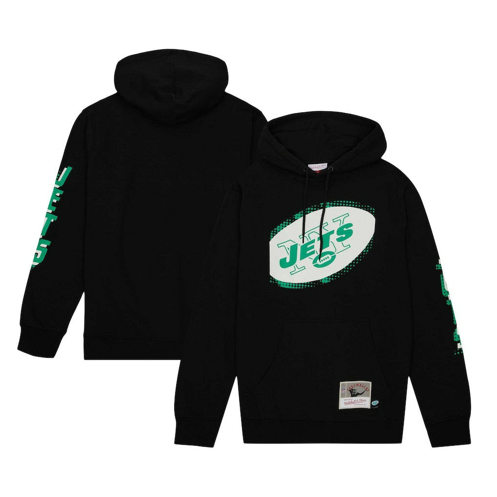 New York Jets Gridiron Classics Big Face 7.0 Pullover Hoodie Black - Mitchell & Ness
