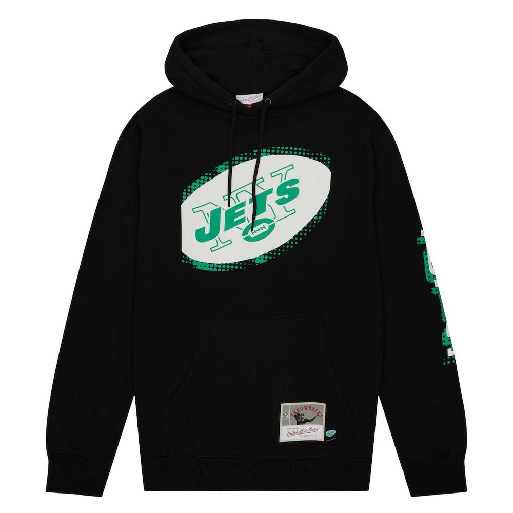 New York Jets Gridiron Classics Big Face 7.0 Pullover Hoodie Black - Mitchell & Ness