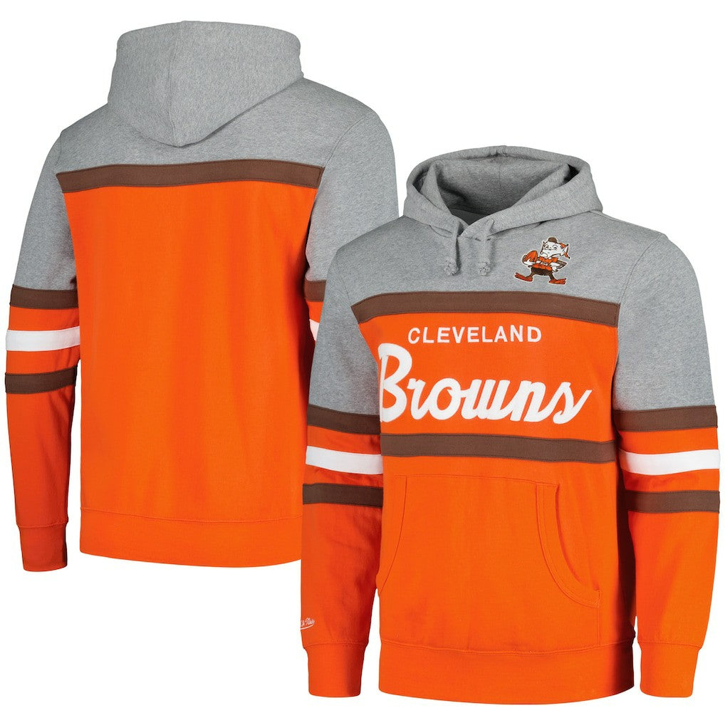 Cleveland Browns Head Coach Pullover Hoodie Orange/Heather Gray - Mitchell & Ness