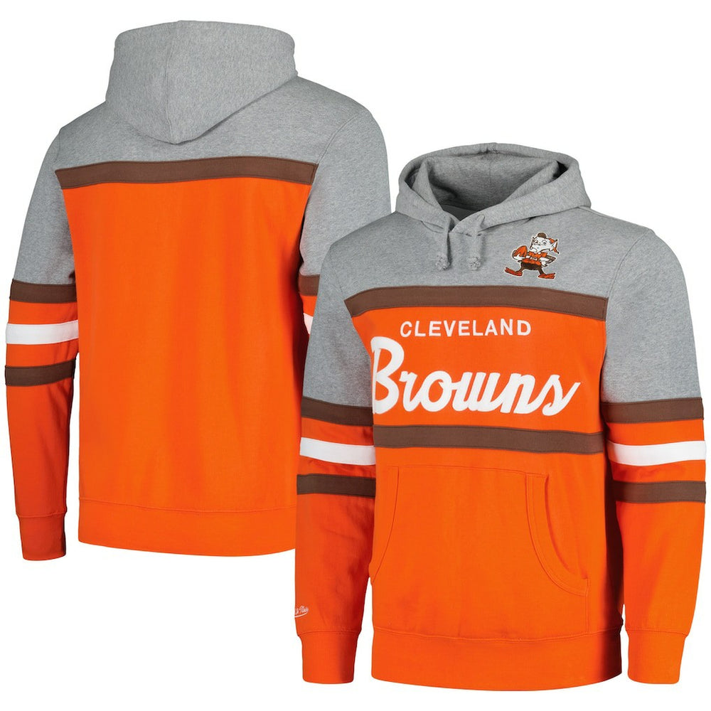 Cleveland Browns Head Coach Pullover Hoodie Orange/Heather Gray - Mitchell & Ness