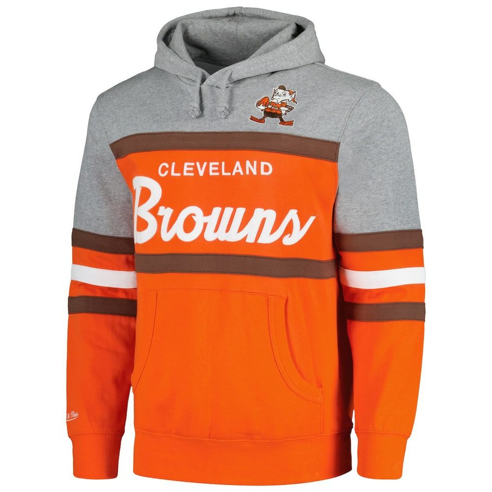 Cleveland Browns Head Coach Pullover Hoodie Orange/Heather Gray - Mitchell & Ness