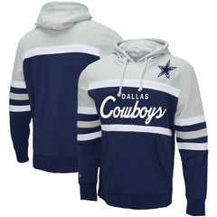 Dallas Cowboys Head Coach Pullover Hoodie Navy/Heather Gray - Mitchell & Ness
