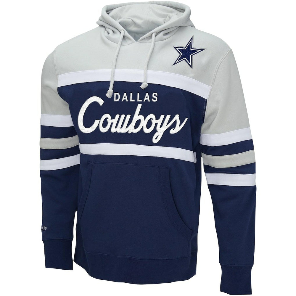 Dallas Cowboys Head Coach Pullover Hoodie Navy/Heather Gray - Mitchell & Ness