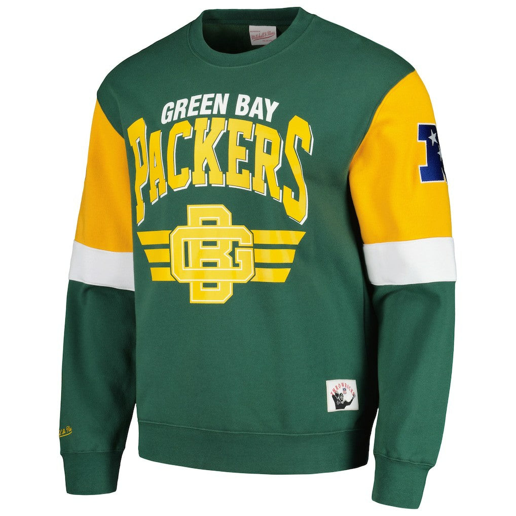 Green Bay Packers Gridiron Classics Allover 3.0 Pullover Sweatshirt Green - Mitchell & Ness