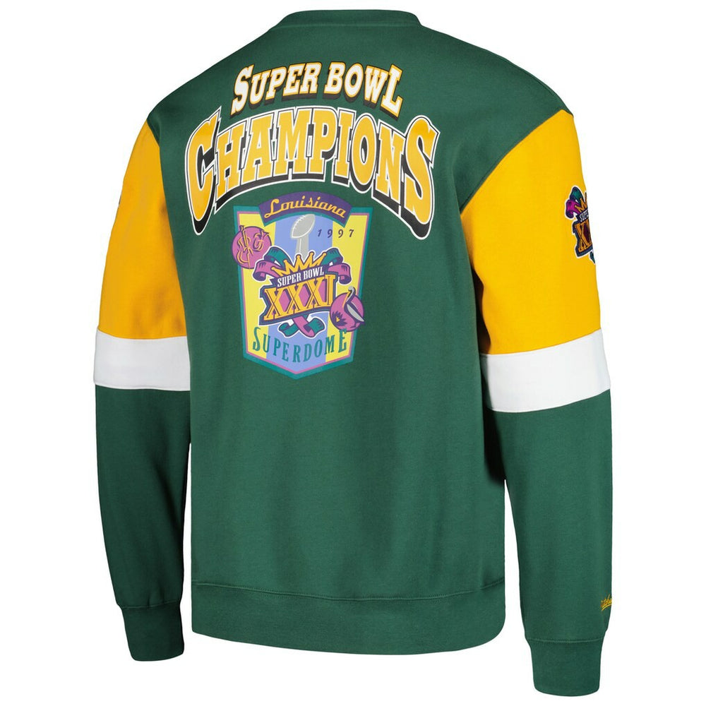 Green Bay Packers Gridiron Classics Allover 3.0 Pullover Sweatshirt Green - Mitchell & Ness
