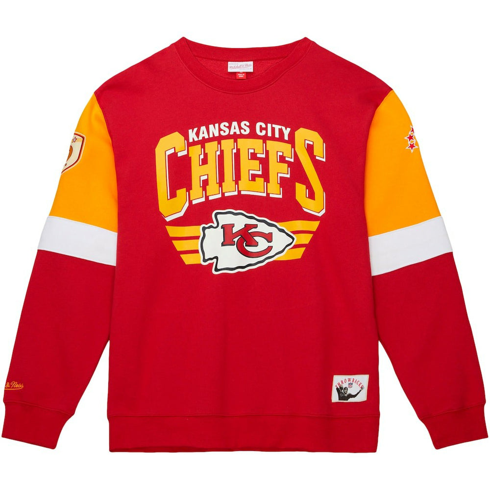 Kansas City Chiefs Gridiron Classics Allover 3.0 Pullover Sweatshirt Scarlet - Mitchell & Ness