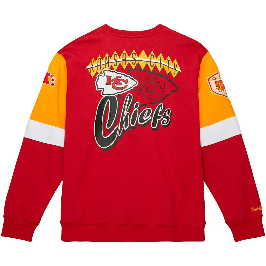 Kansas City Chiefs Gridiron Classics Allover 3.0 Pullover Sweatshirt Scarlet - Mitchell & Ness