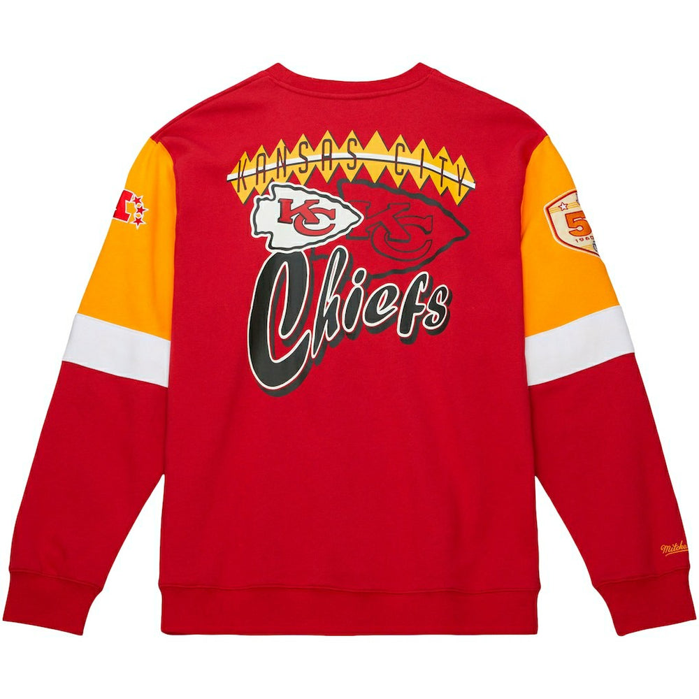 Kansas City Chiefs Gridiron Classics Allover 3.0 Pullover Sweatshirt Scarlet - Mitchell & Ness