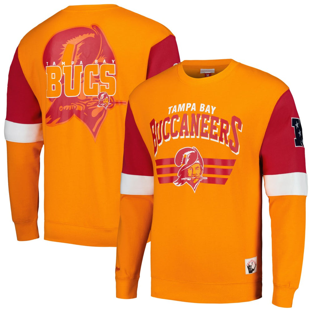 Tampa Bay Buccaneers Gridiron Classics Allover 3.0 Pullover Sweatshirt Orange - Mitchell & Ness
