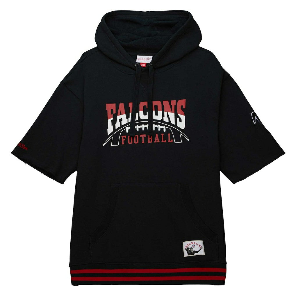 Atlanta Falcons Pre-Game Short Sleeve Pullover Hoodie Black - Mitchell & Ness