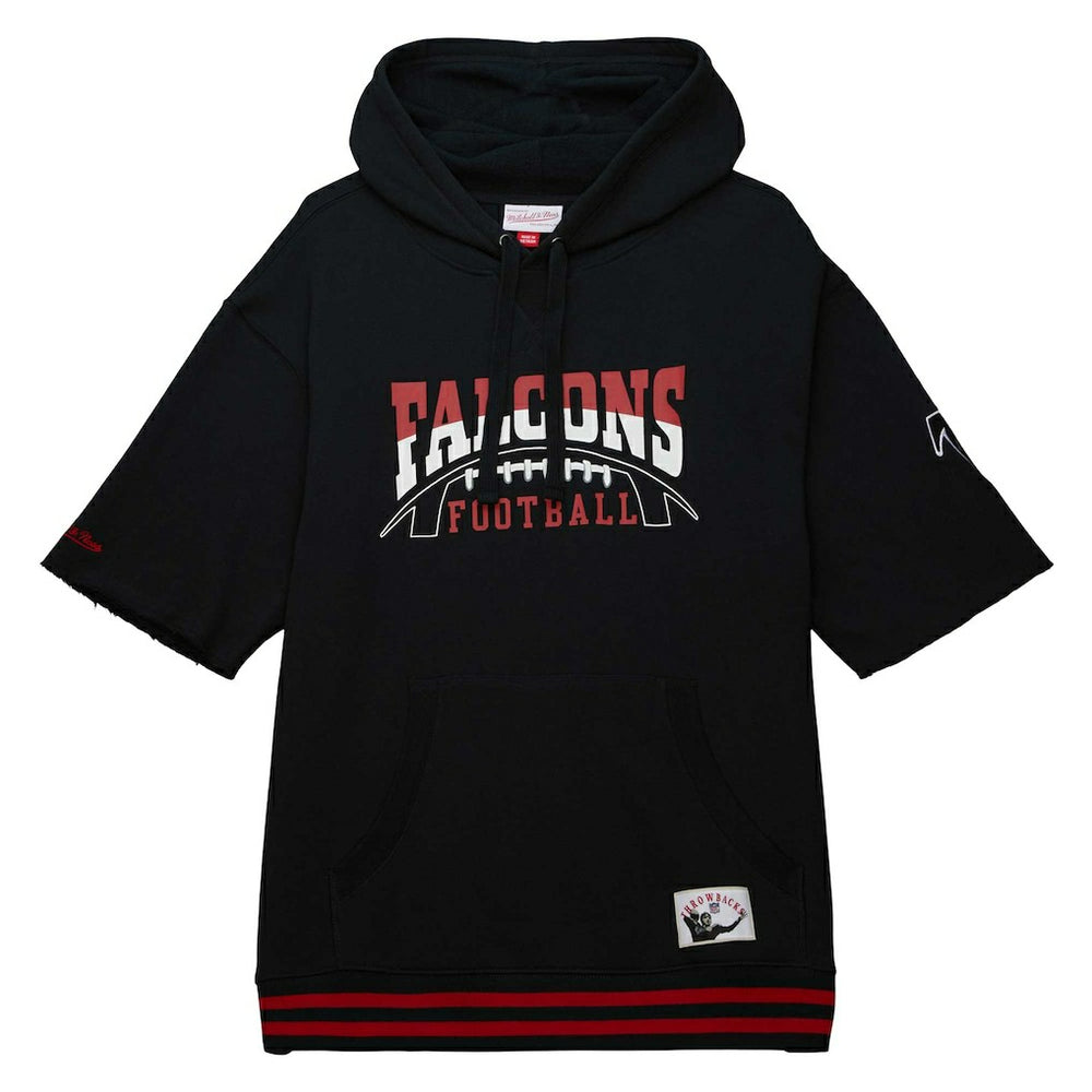 Atlanta Falcons Pre-Game Short Sleeve Pullover Hoodie Black - Mitchell & Ness