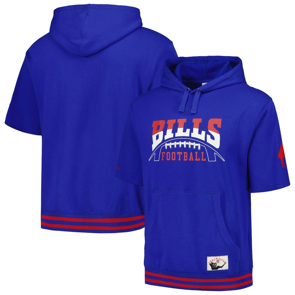 Buffalo Bills Pre-Game Short Sleeve Pullover Hoodie Royal - Mitchell & Ness