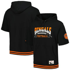 Cincinnati Bengals Pre-Game Short Sleeve Pullover Hoodie Black - Mitchell & Ness