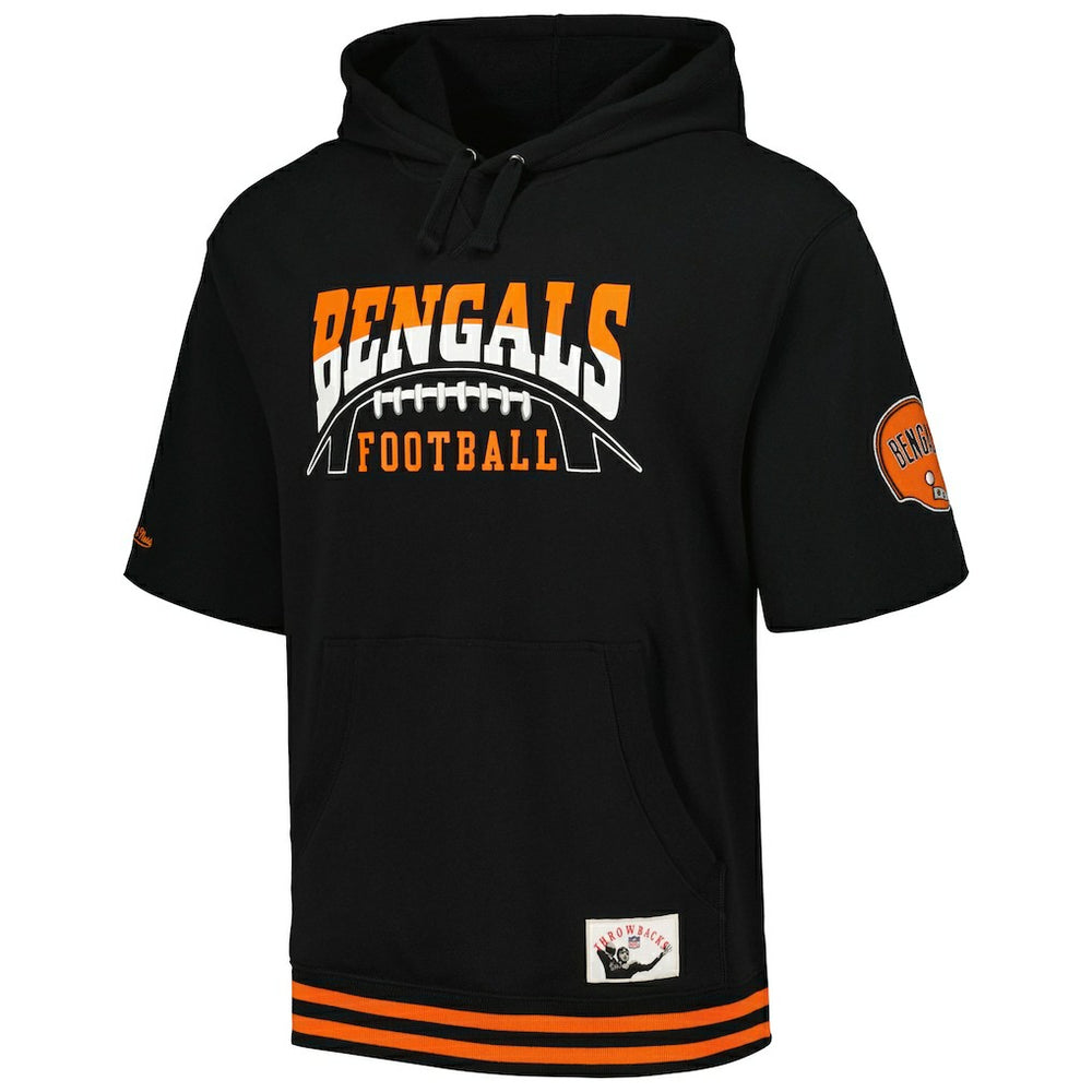 Cincinnati Bengals Pre-Game Short Sleeve Pullover Hoodie Black - Mitchell & Ness