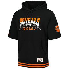 Cincinnati Bengals Pre-Game Short Sleeve Pullover Hoodie Black - Mitchell & Ness