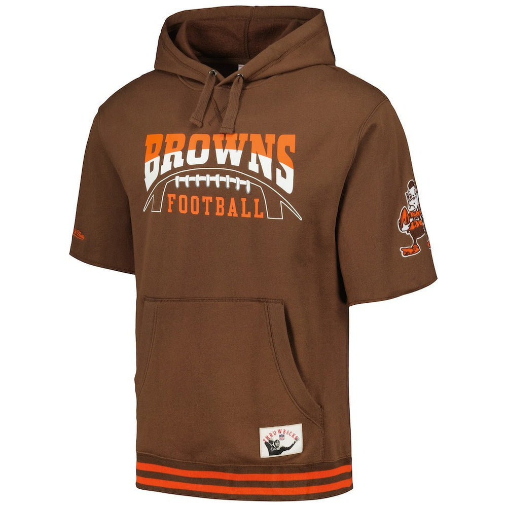 Cleveland Browns Pre-Game Short Sleeve Pullover Hoodie Brown - Mitchell & Ness