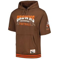 Cleveland Browns Pre-Game Short Sleeve Pullover Hoodie Brown - Mitchell & Ness