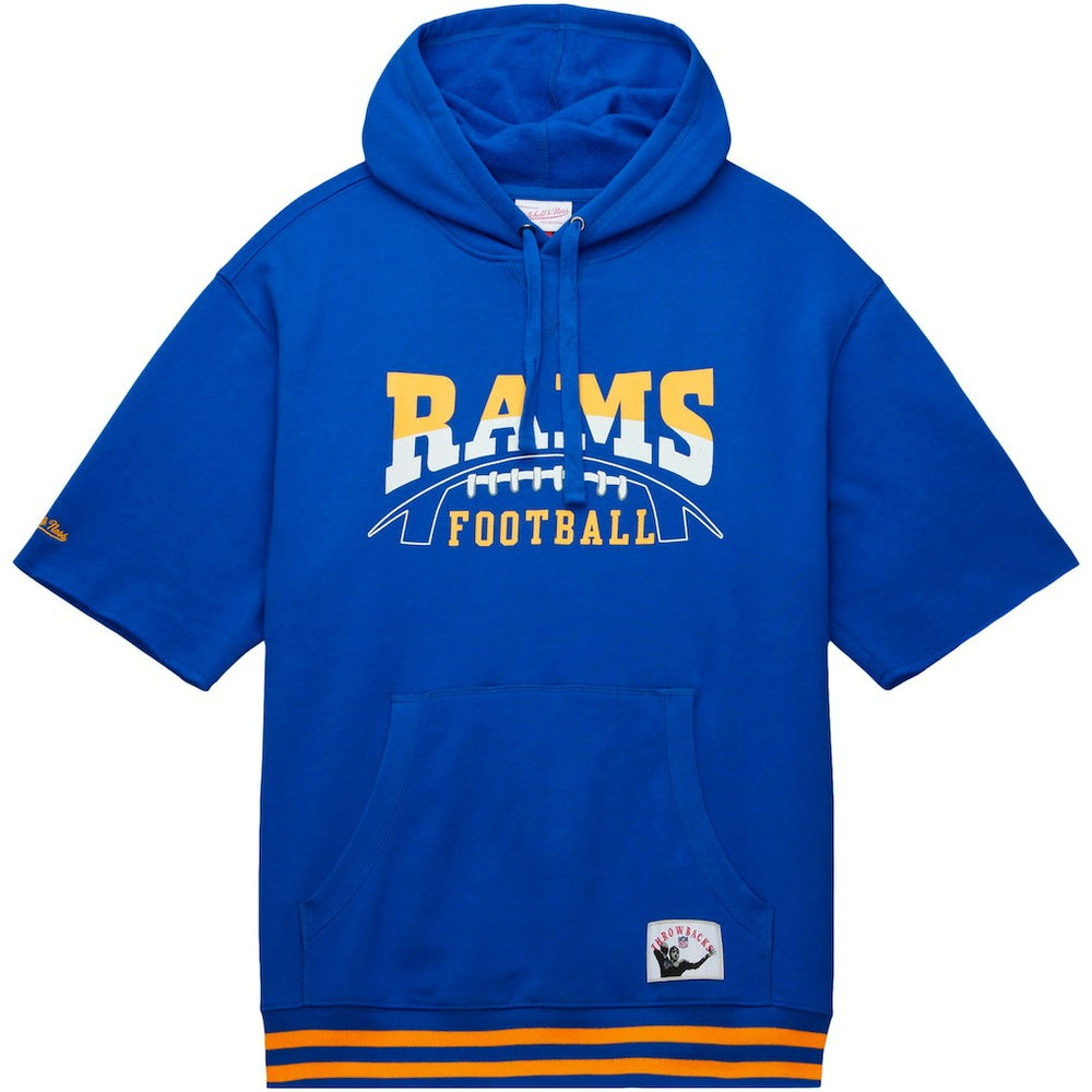 Los Angeles Rams Pre-Game Short Sleeve Pullover Hoodie Royal - Mitchell & Ness