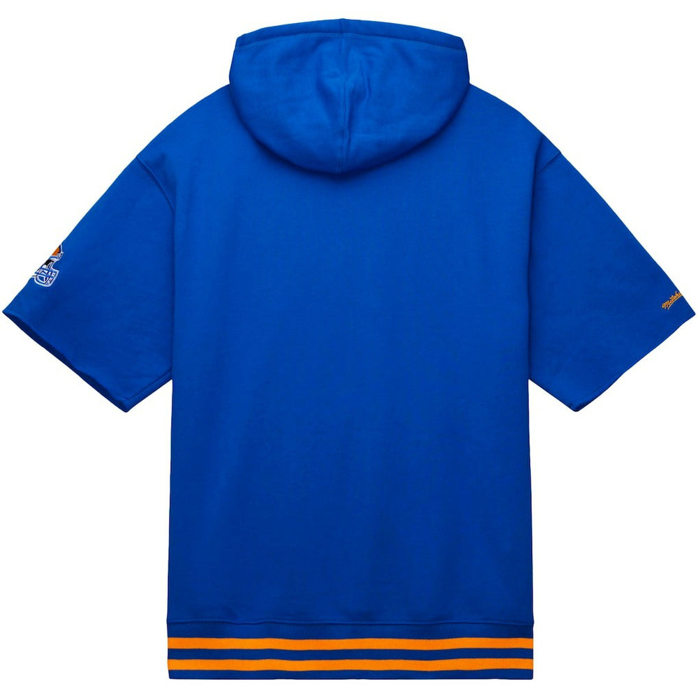 Los Angeles Rams Pre-Game Short Sleeve Pullover Hoodie Royal - Mitchell & Ness