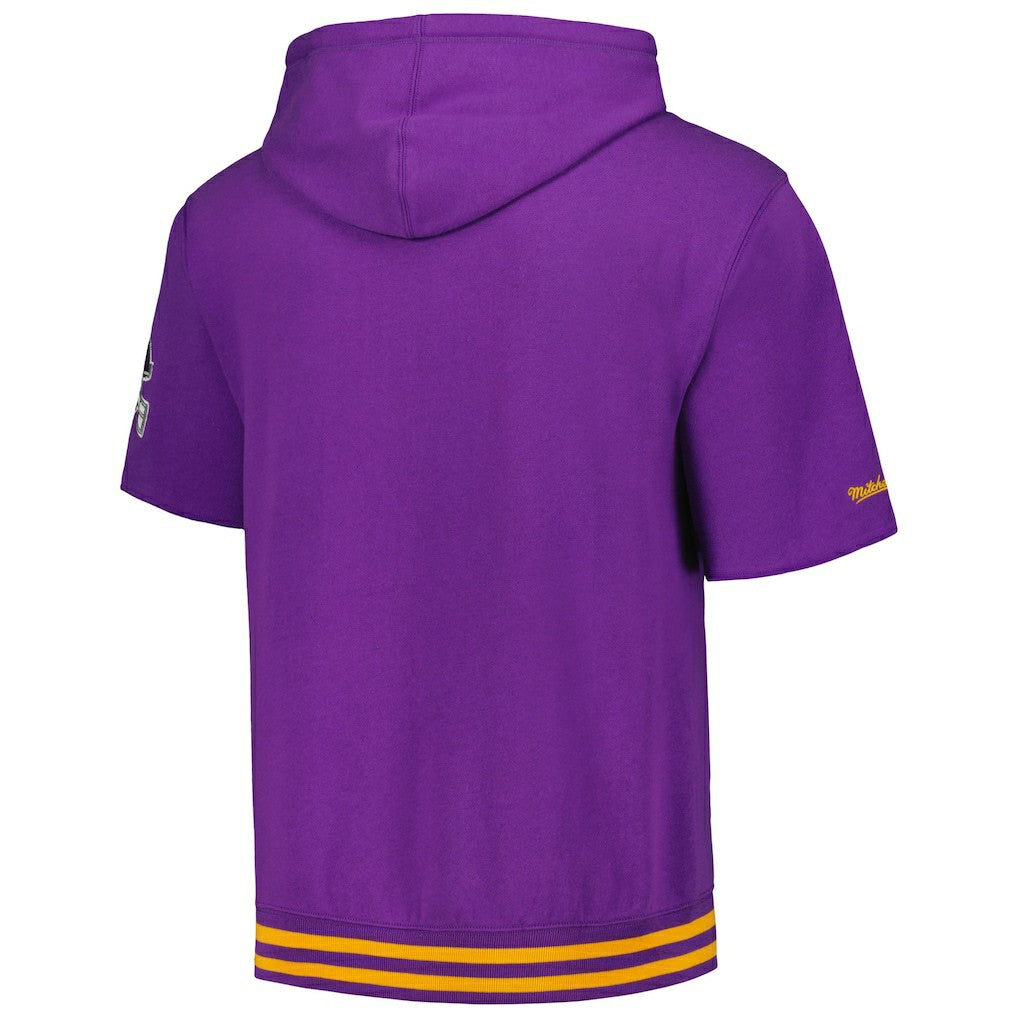 Minnesota Vikings Pre-Game Short Sleeve Pullover Hoodie Purple - Mitchell & Ness