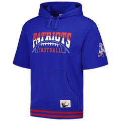 New England Patriots Pre-Game Short Sleeve Pullover Hoodie Royal - Mitchell & Ness