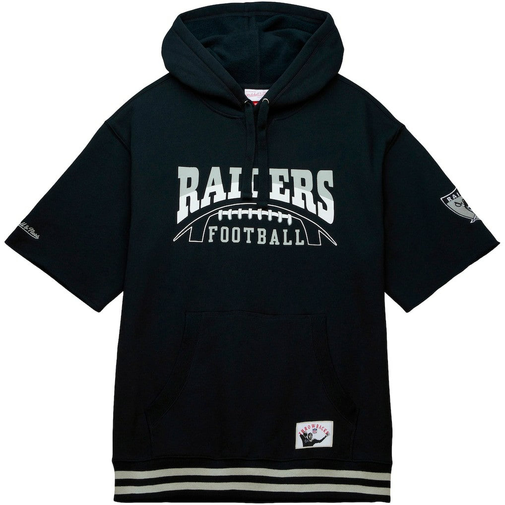 Las Vegas Raiders Pre-Game Short Sleeve Pullover Hoodie Black - Mitchell & Ness