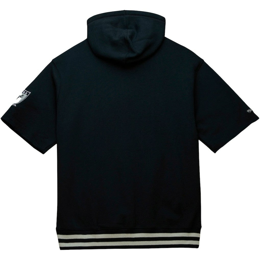 Las Vegas Raiders Pre-Game Short Sleeve Pullover Hoodie Black - Mitchell & Ness