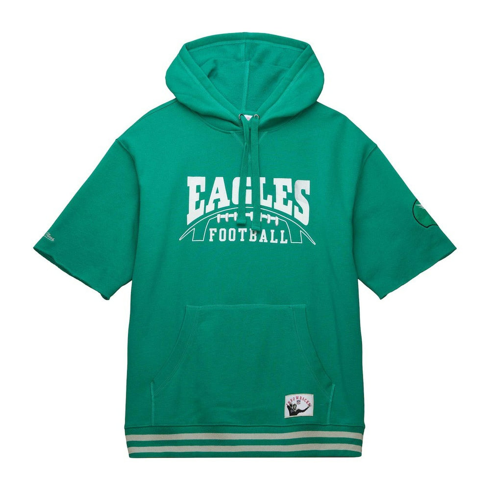 Philadelphia Eagles Pre-Game Short Sleeve Pullover Hoodie Kelly Green - Mitchell & Ness