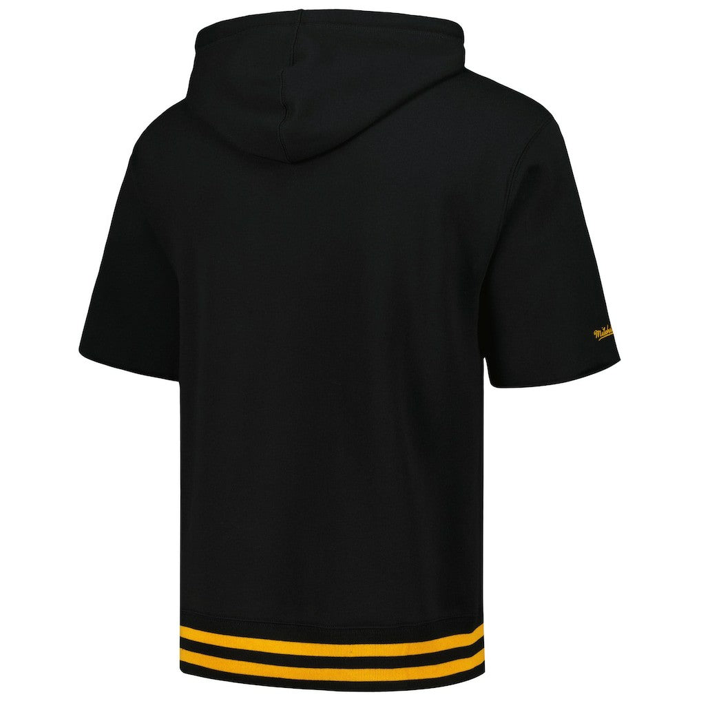 Pittsburgh Steelers Pre-Game Short Sleeve Pullover Hoodie Black - Mitchell & Ness