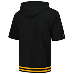 Pittsburgh Steelers Pre-Game Short Sleeve Pullover Hoodie Black - Mitchell & Ness
