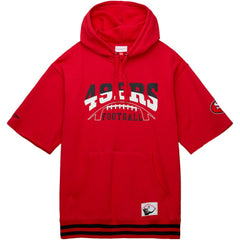 San Francisco 49ers Pre-Game Short Sleeve Pullover Hoodie Scarlet - Mitchell & Ness
