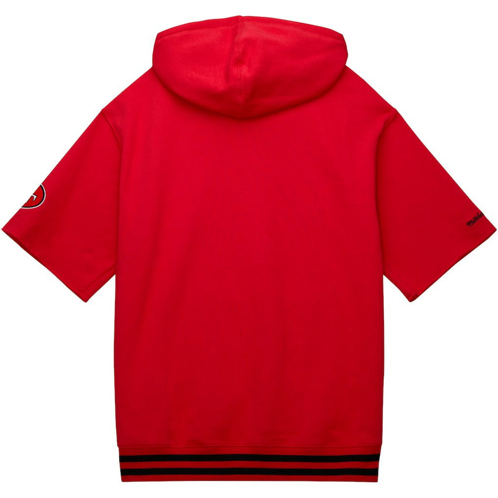 San Francisco 49ers Pre-Game Short Sleeve Pullover Hoodie Scarlet - Mitchell & Ness