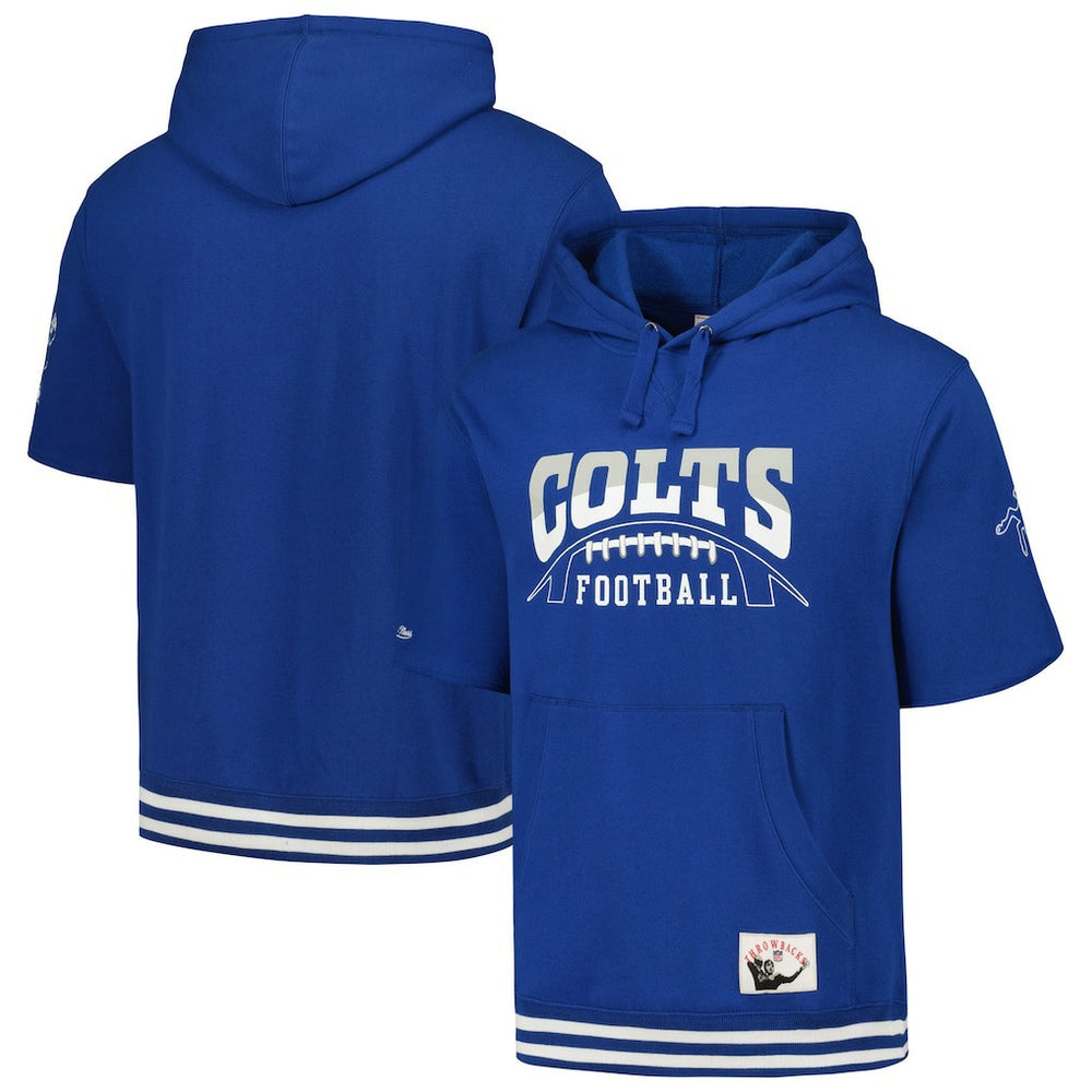 Indianapolis Colts Pre-Game Short Sleeve Pullover Hoodie Royal - Mitchell & Ness