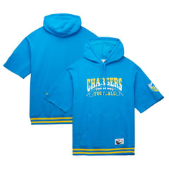 Los Angeles Chargers Pre-Game Short Sleeve Pullover Hoodie Powder Blue - Mitchell & Ness