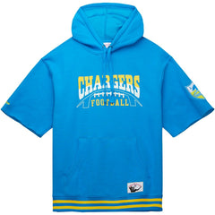 Los Angeles Chargers Pre-Game Short Sleeve Pullover Hoodie Powder Blue - Mitchell & Ness