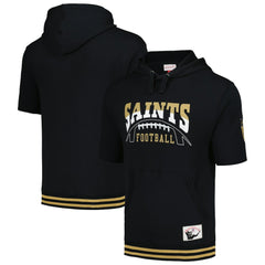 New Orleans Saints Pre-Game Short Sleeve Pullover Hoodie Black - Mitchell & Ness