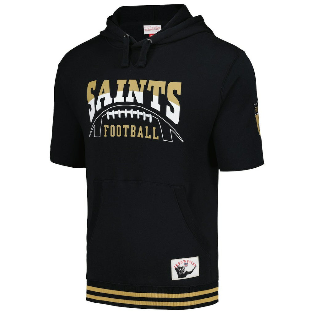 New Orleans Saints Pre-Game Short Sleeve Pullover Hoodie Black - Mitchell & Ness