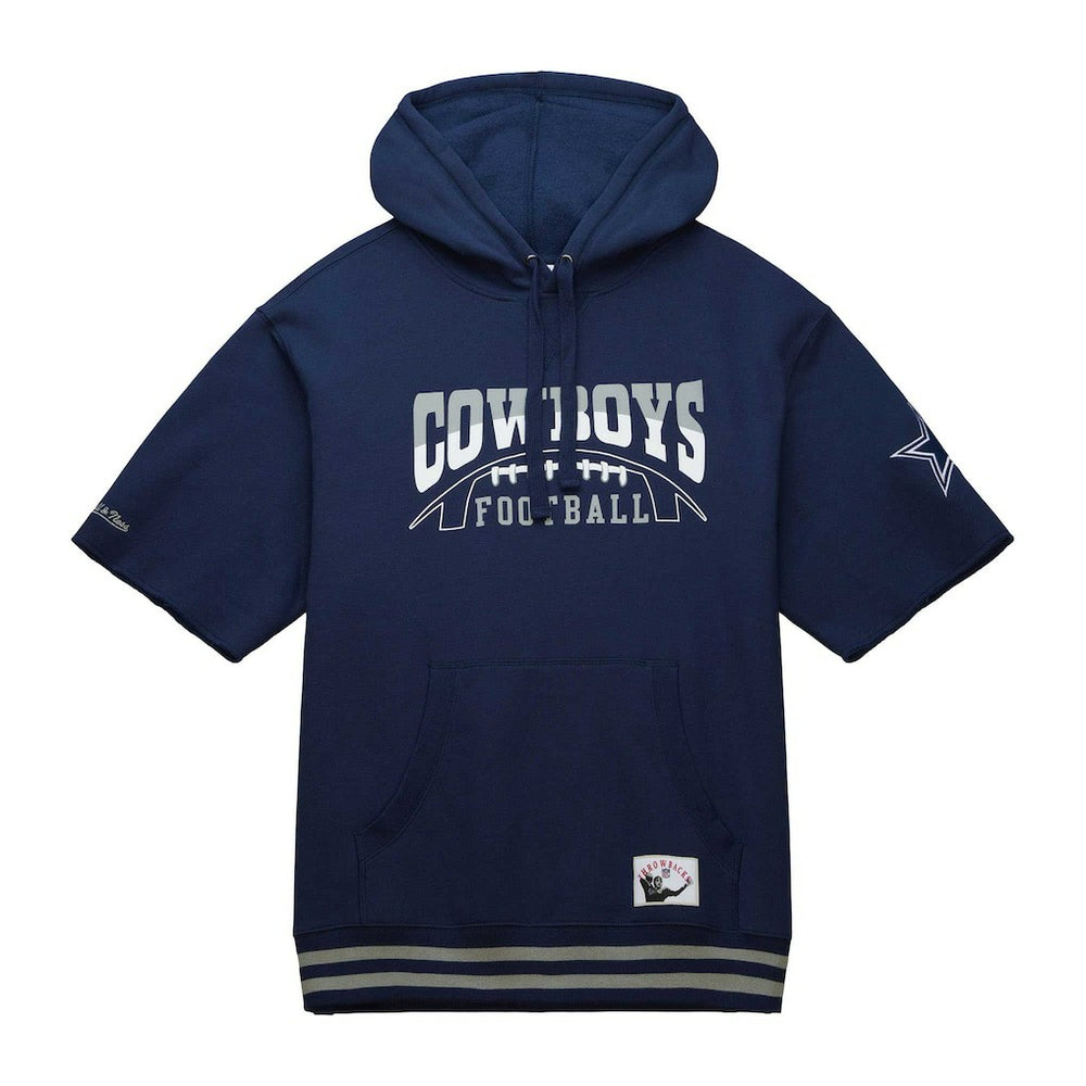 Dallas Cowboys Pre-Game Short Sleeve Pullover Hoodie Navy - Mitchell & Ness