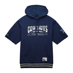 Dallas Cowboys Pre-Game Short Sleeve Pullover Hoodie Navy - Mitchell & Ness