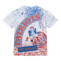 New England Patriots Team Burst Sublimated T-Shirt White - Mitchell & Ness