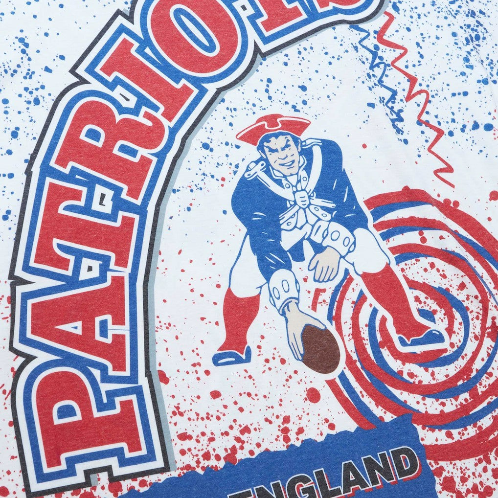 New England Patriots Team Burst Sublimated T-Shirt White - Mitchell & Ness