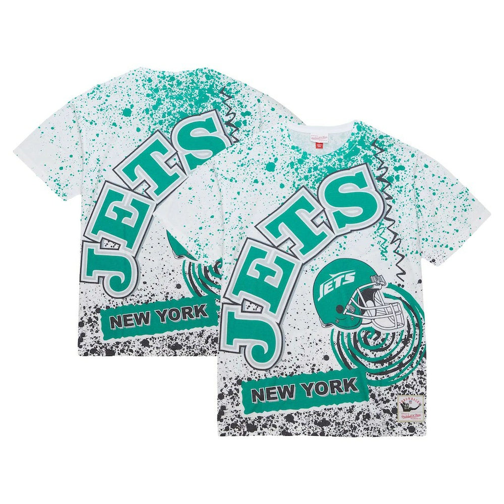 New York Jets Team Burst Sublimated T-Shirt White - Mitchell & Ness