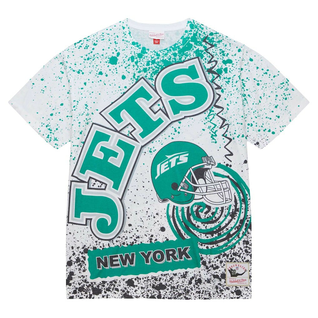 New York Jets Team Burst Sublimated T-Shirt White - Mitchell & Ness