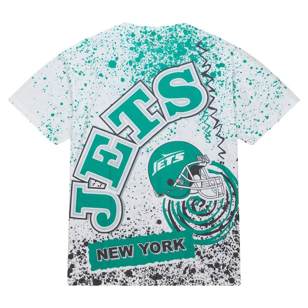 New York Jets Team Burst Sublimated T-Shirt White - Mitchell & Ness