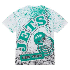 New York Jets Team Burst Sublimated T-Shirt White - Mitchell & Ness