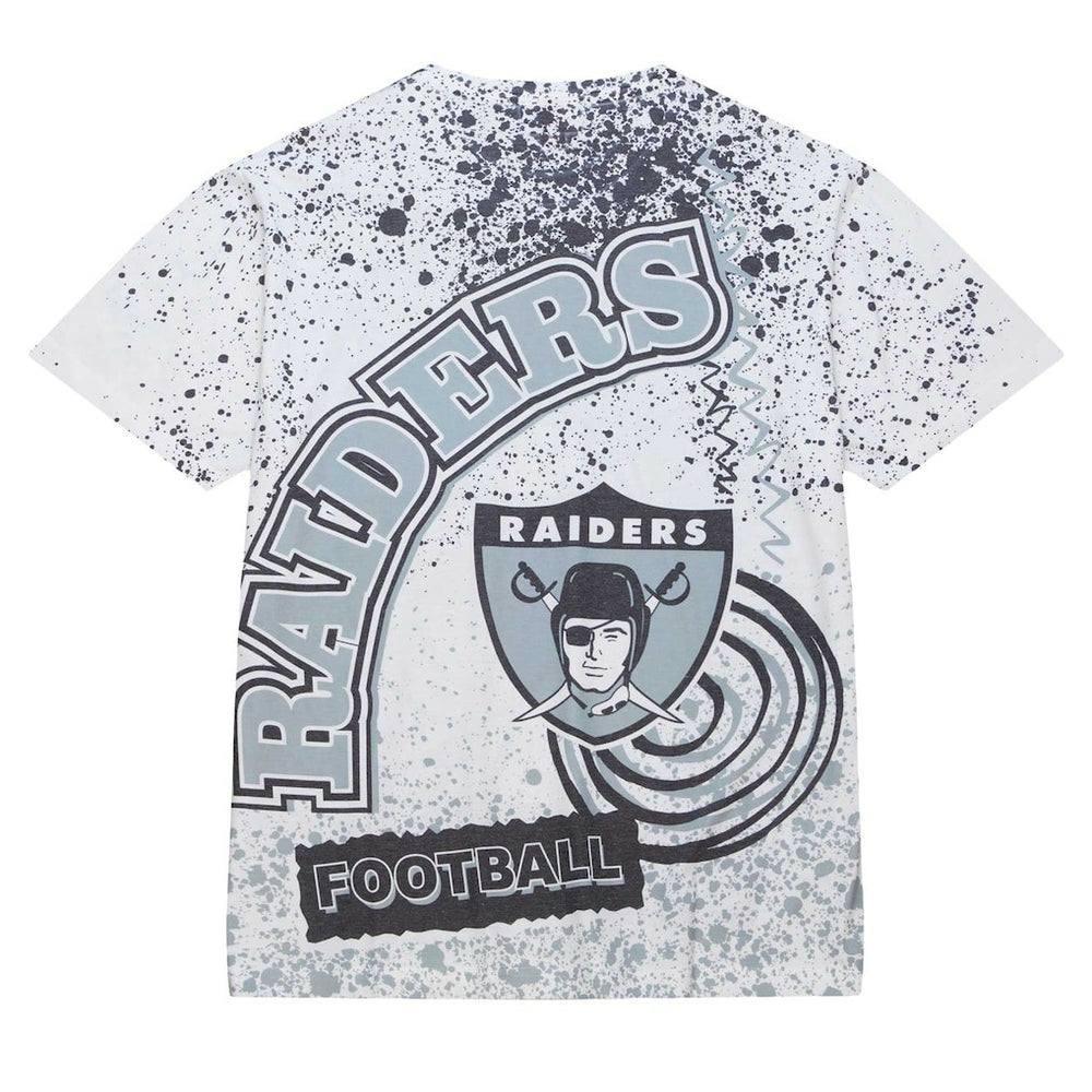 Las Vegas Raiders Team Burst Sublimated T-Shirt White - Mitchell & Ness
